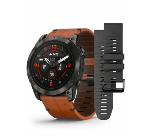 Garmin Epix Pro Gen 2 Sapphire 51 мм Карбоново-серый титан/каштановый, с кожаным и силиконовым ремешками