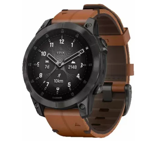 Garmin Epix Sapphire Gen 2 (черный титан/каштановый кожа)