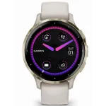 Garmin Venu 3S Soft Gold Stainless Steel Bezel with Ivory Case and Silicone Band