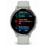 Garmin Venu 3S Silver Stainless Steel Bezel with Sage Gray Case and Silicone Band