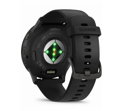 Garmin Venu 3 Slate Stainless Steel Bezel with Black Case and Silicone Band
