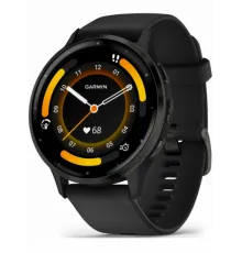 Garmin Venu 3 Slate Stainless Steel Bezel with Black Case and Silicone Band