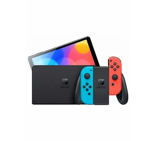 Nintendo Switch OLED Чёрный, с неоновыми Joy-Con