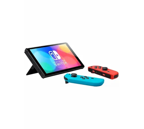 Nintendo Switch OLED Чёрный, с неоновыми Joy-Con