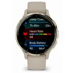 Garmin Venu 3S Soft Gold Stainless Steel Bezel with French Gray Case and Silicone Band