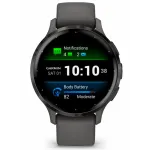 Garmin Venu 3S Slate Stainless Steel Bezel with Pebble Gray Case and Silicone Band