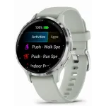 Garmin Venu 3S Silver Stainless Steel Bezel with Sage Gray Case and Silicone Band
