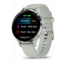 Garmin Venu 3S Silver Stainless Steel Bezel with Sage Gray Case and Silicone Band