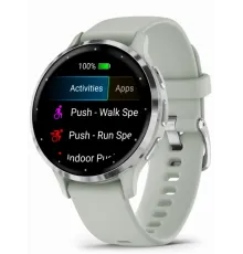 Garmin Venu 3S Silver Stainless Steel Bezel with Sage Gray Case and Silicone Band