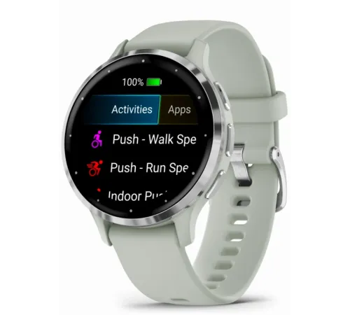 Garmin Venu 3S Silver Stainless Steel Bezel with Sage Gray Case and Silicone Band