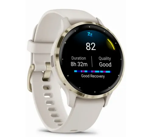 Garmin Venu 3S Soft Gold Stainless Steel Bezel with Ivory Case and Silicone Band
